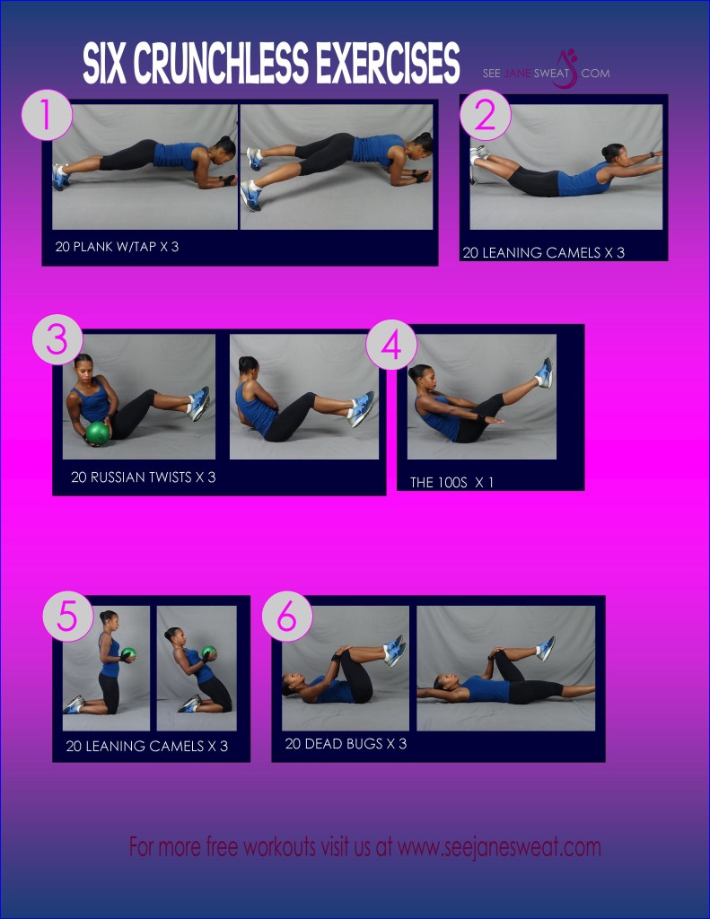 Six Crunchless Abs Exercises