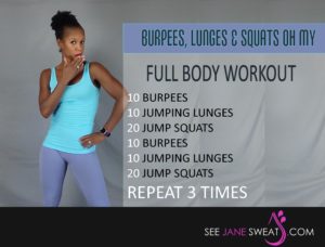 Burpees, Lunges and Squats
